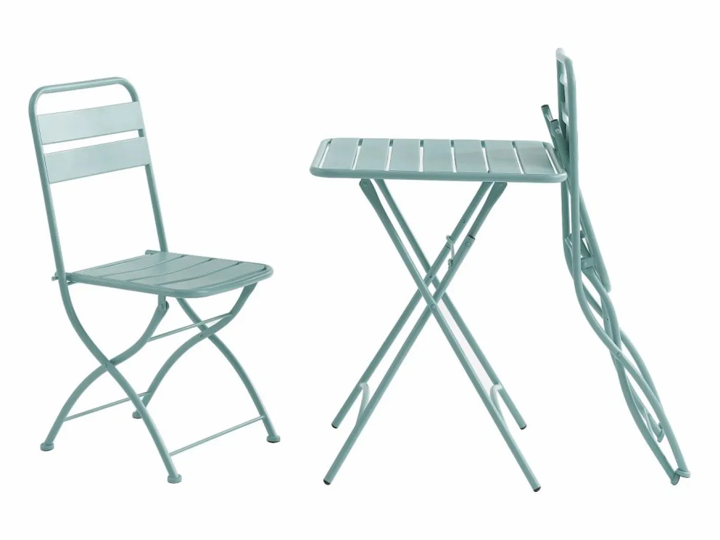 Mesa de comedor jardín plegable de metal - mesa de 60 cm y 2 sillas plegables -^MYLIA