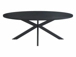 Vente-unique Mesa de comedor para 8 personas, chapa de roble y metal - - LINIOMA Negro Clearance