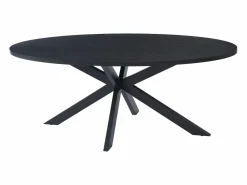 Vente-unique Mesa de comedor para 8 personas, chapa de roble y metal - - LINIOMA Negro Clearance