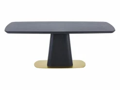 Vente-unique Mesa De Comedor|Mesa de comedor para 8 personas con chapado de fresno y metal - y dorado - DYLORA