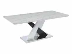 Mesa de comedor para 8 personas - MDF y acero inoxidable - Efecto mármol blanco y negro - EVAELA^Vente-unique Online