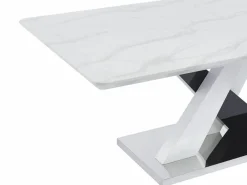 Mesa de comedor para 8 personas - MDF y acero inoxidable - Efecto mármol blanco y negro - EVAELA^Vente-unique Online