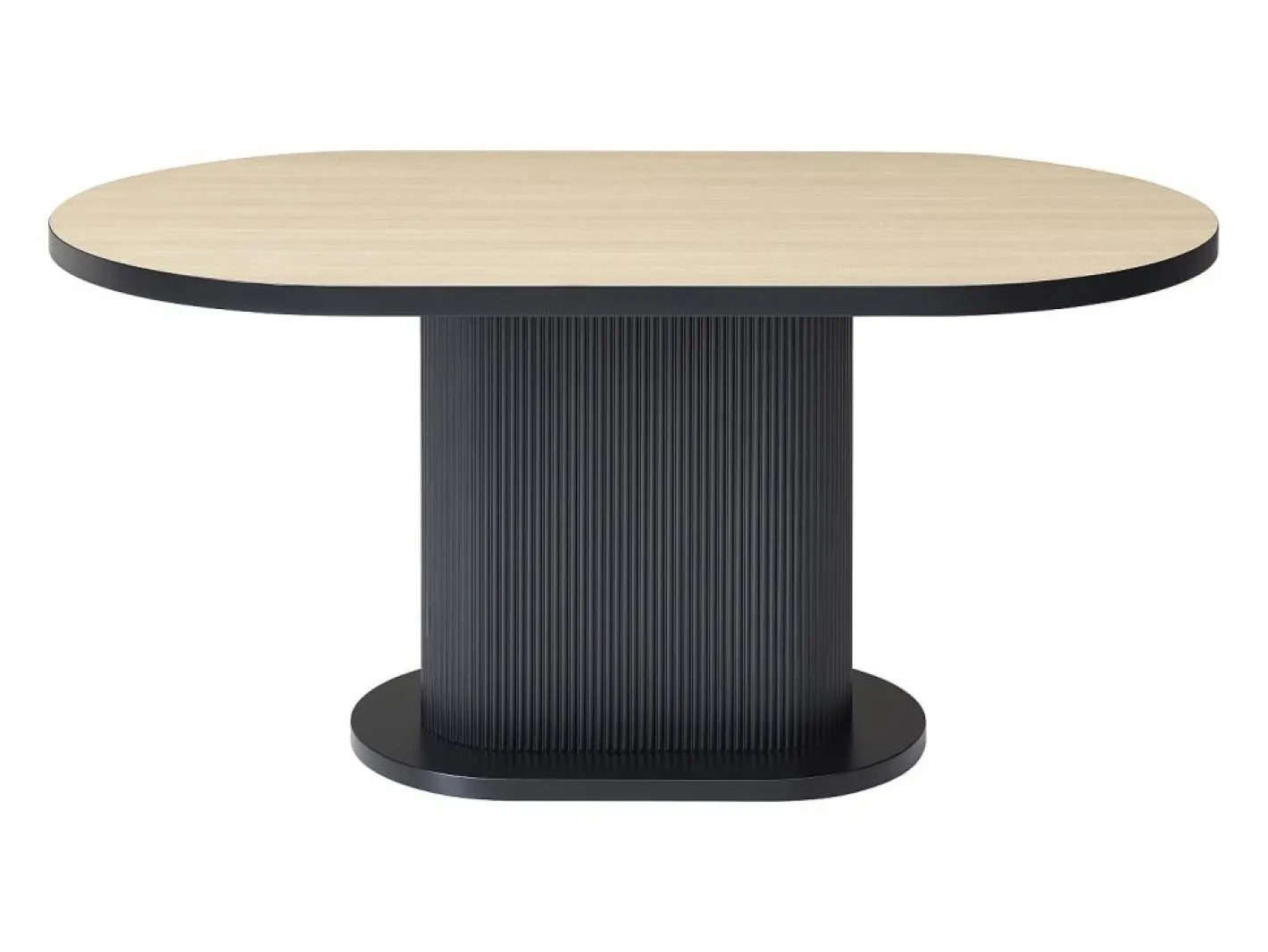 Vente-unique Mesa de comedor para 6 personas en MDF - Natural y Negro - CALIENO Negro / Color natural claro Outlet