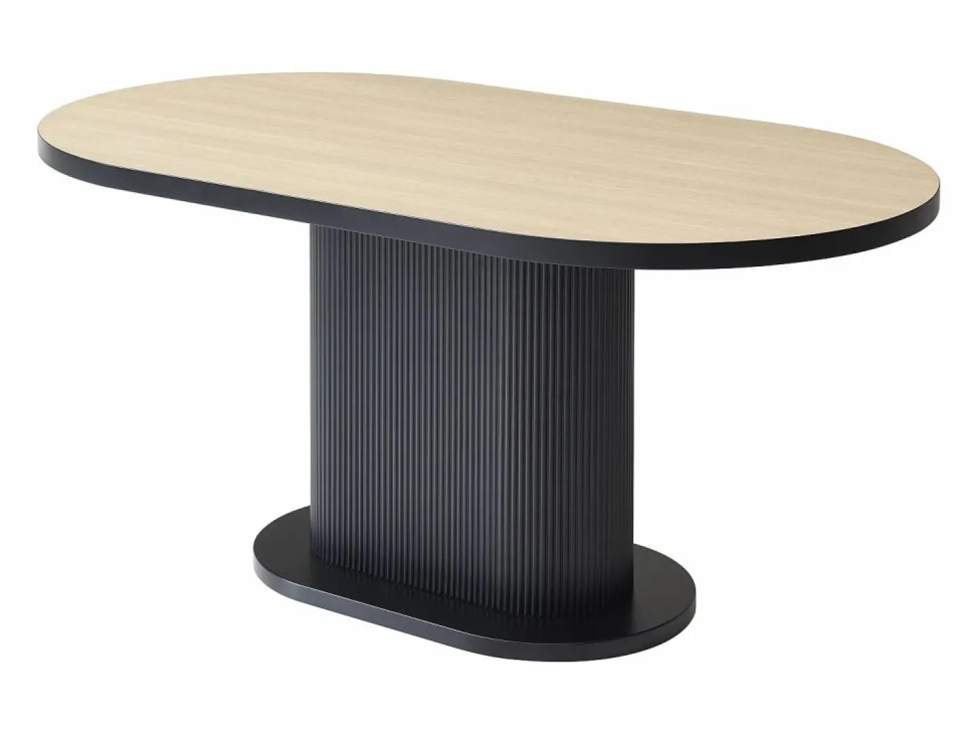 Vente-unique Mesa de comedor para 6 personas en MDF - Natural y Negro - CALIENO Negro / Color natural claro Outlet