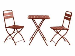 MYLIA Mesa de comedor plegable de jardín de metal mesa de 60 cm 2 sillas plegables - MIRMANDE Terracota Best