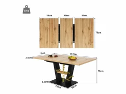 Mesa de comedor rectangular - Mesa de comedor con espacio de almacenamiento y tablero de madera - retráctil - para cocina y sala de estar^ Outlet