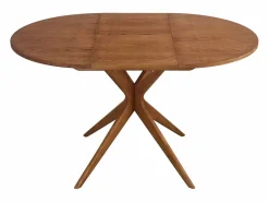 Mesa Extensible|Mesa de comedor redonda extensible 90cm Jubi Roble