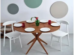 Mesa Extensible|Mesa de comedor redonda extensible 90cm Jubi Roble