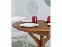 Mesa Extensible|Mesa de comedor redonda extensible 90cm Jubi Roble