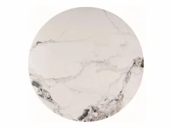 MSO Mesa Extensible|Mesa de comedor redonda Manon de aspecto mármol y base cromada