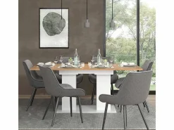 Vicco Mesa Extensible|Mesa de comedor roble blanco/dorado 180x90x76 dix