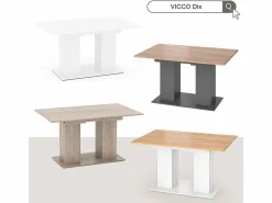 Vicco Mesa Extensible|Mesa de comedor roble blanco/dorado 180x90x76 dix
