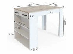 Mesa de comedor sonoma/blanco 67x100x77.5 repose^Vicco New