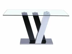 Vente-unique Mesa de comedor WINCH 6 cubiertos - MDF y Cristal templado Negro / Blanco Hot