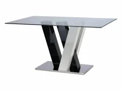 Vente-unique Mesa de comedor WINCH 6 cubiertos - MDF y Cristal templado Negro / Blanco Hot