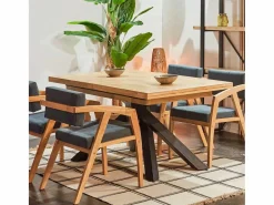 Mesa de comedor Xena extensible forma rectangular roble Nordish/negro 76x140-180-220x90 cm^ADEC Clearance