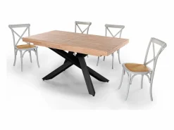 Mesa de comedor Xena extensible forma rectangular roble Nordish/negro 76x140-180-220x90 cm^ADEC Clearance