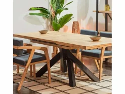 Mesa de comedor Xena extensible forma rectangular roble Nordish/negro 76x140-180-220x90 cm^ADEC Clearance