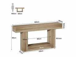 Tribesigns Mesa de consola 160 cm, mesa de entrada de 2 niveles estilo casco rural, mesa de sofá detrás del sofá, color Gris Best