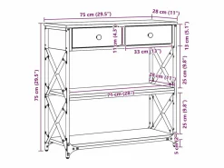 Clicnbuy Consola|Mesa de Consola con cajón Roble artisan 75 x 28 x 75 cm