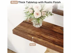Tribesigns Consola|Mesa de consola de 100 cm con almacenamiento - Mesa de entrada de madera para el salón, con estanterías y base circular
