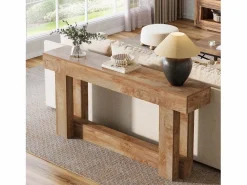 Tribesigns Consola|Mesa de consola de 160 cm, mesa de entrada de dos niveles, mesa auxiliar rectangular de madera detrás del sofá