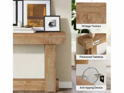 Tribesigns Consola|Mesa de consola de 160 cm, mesa de entrada de dos niveles, mesa auxiliar rectangular de madera detrás del sofá
