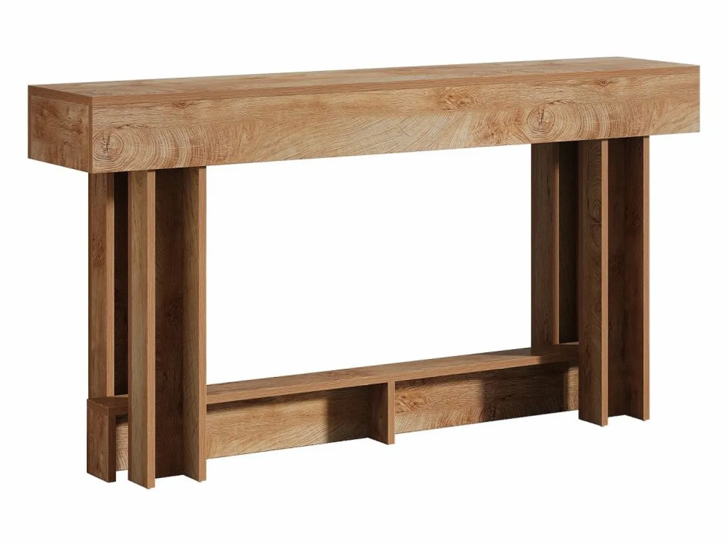 Tribesigns Consola|Mesa de consola de 160 cm, mesa de entrada de dos niveles, mesa auxiliar rectangular de madera detrás del sofá