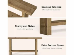 Tribesigns Consola|Mesa de consola de madera sólida de 160 cm, mesa estrecha de doble nivel para el porche de una casa rural, para el pasillo o la entrada.