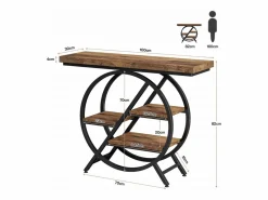Tribesigns Consola|Mesa de consola, Mesa de entrada de 100 cm con tablero grueso, Mesa de salón industrial, Mesas auxiliares, Marrón rústico