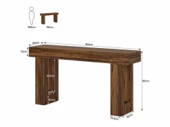 Tribesigns Consola|Mesa de consola rectangular de 160 cm de largo, mesa baja detrás del sofá, mesa de estilo rústico para la entrada, el pasillo, el salón (marrón rústico)