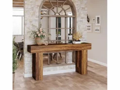 Tribesigns Consola|Mesa de consola rectangular de 160 cm de largo, mesa baja detrás del sofá, mesa de estilo rústico para la entrada, el pasillo, el salón (marrón rústico)