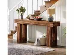 Tribesigns Consola|Mesa de consola rectangular de 160 cm de largo, mesa baja detrás del sofá, mesa de estilo rústico para la entrada, el pasillo, el salón (marrón rústico)