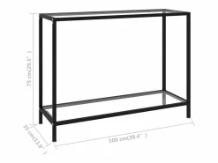 Clicnbuy Mesa de consola vidrio templado 100x35x75 cm Transparente New