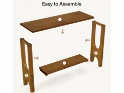 Tribesigns Consola|Mesa de entrada de 105 cm con espacio de almacenamiento, moderna mesa de consola de dos niveles con patas de madera maciza para salón y pasillo