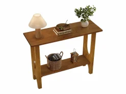 Tribesigns Consola|Mesa de entrada de 105 cm con espacio de almacenamiento, moderna mesa de consola de dos niveles con patas de madera maciza para salón y pasillo
