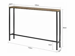 Mesa de Entrada Recibidor Mesa de Consola MDF y Hierro 120 x 80 x 20 cm FSB19-XL-N ES^Sobuy