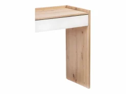 duehome Mesa De Ordenador|Mesa de escritorio con cajón Dess Blanco Artik (Blanco Mate) - Roble Nodi