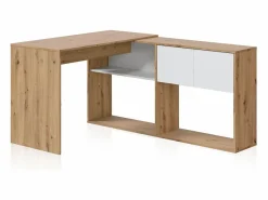 Mesa de escritorio con estantería Dess Blanco Artik (Blanco Mate) - Roble Nodi^duehome Best