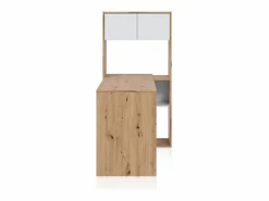 Mesa de escritorio con estantería Dess Blanco Artik (Blanco Mate) - Roble Nodi^duehome Best