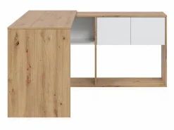 Mesa de escritorio con estantería Dess Blanco Artik (Blanco Mate) - Roble Nodi^duehome Best