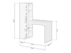 duehome Mesa de escritorio con estantería en blanco artik y antracita 120x50 cm Cosmic Blanco Artik (Blanco Mate) - Antracita Gris Sale