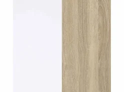 duehome Mesa de escritorio con estantería en blanco artik y roble canadian 120x50 cm Cosmic Blanco Artik (Blanco Mate) - Roble Canadian Color natural claro Outlet