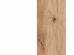 Mesa de escritorio con estantería baja lateral en blanco mate y roble nodi 100x50 cm Dess Blanco Artik (Blanco Mate) - Roble Nodi^duehome