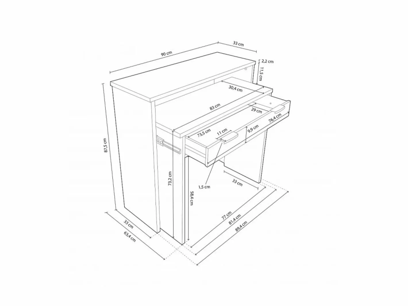 duehome Consola|Mesa de escritorio consola Aput Blanco