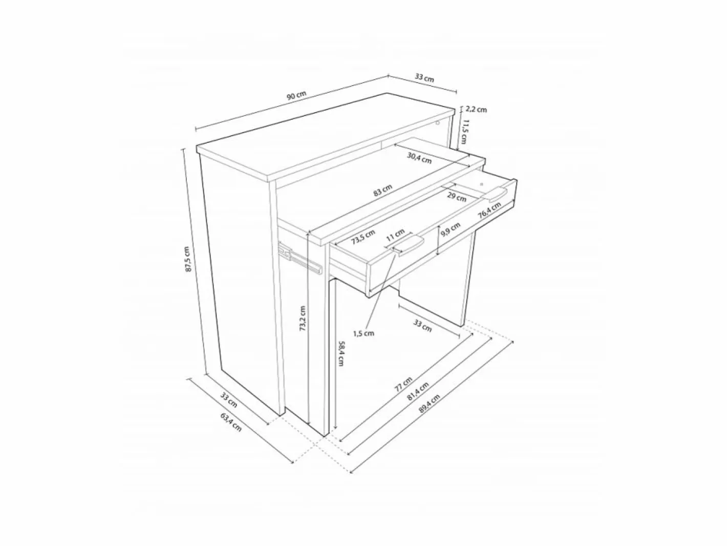 duehome Consola|Mesa de escritorio consola Aput Blanco