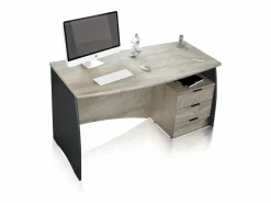 duehome Consola Escritorio|Mesa de escritorio Elan 3 cajones Roble Alaska - Gris Antracita