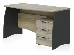 duehome Consola Escritorio|Mesa de escritorio Elan 3 cajones Roble Alaska - Gris Antracita
