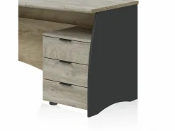 duehome Consola Escritorio|Mesa de escritorio Elan 3 cajones Roble Alaska - Gris Antracita