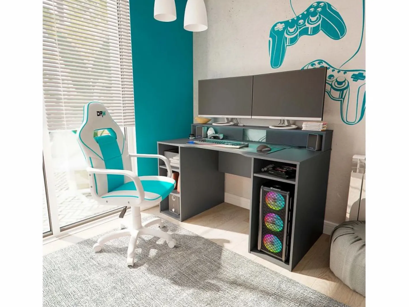 duehome Consola Escritorio|Mesa de escritorio Galax Antracita